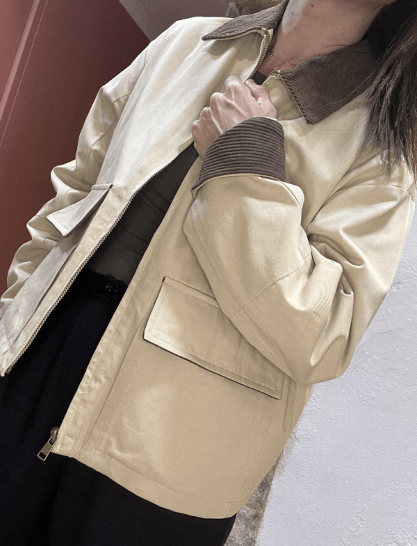 Veste bi-matière ANGELA beige – Image 4