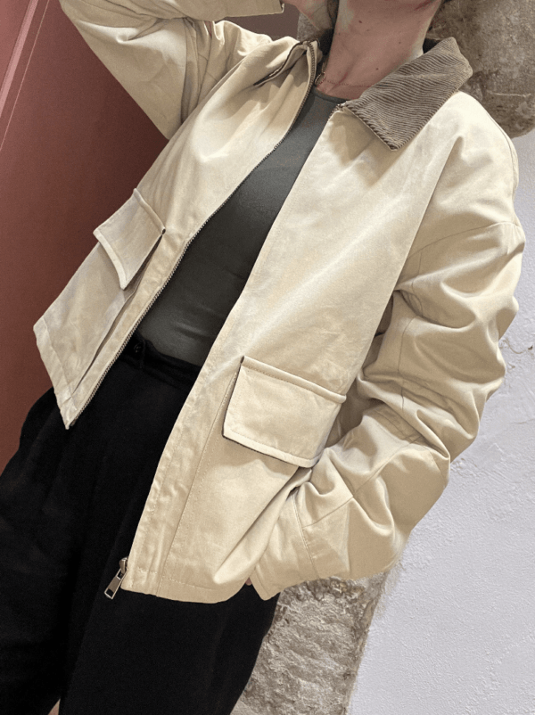 Veste bi-matière ANGELA beige – Image 3