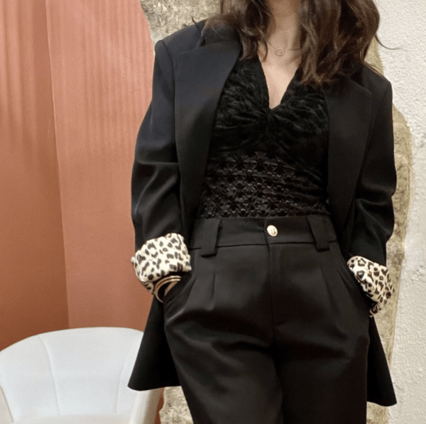 Blazer Élégant avec Doublure Léopard SEAN noir – Image 5