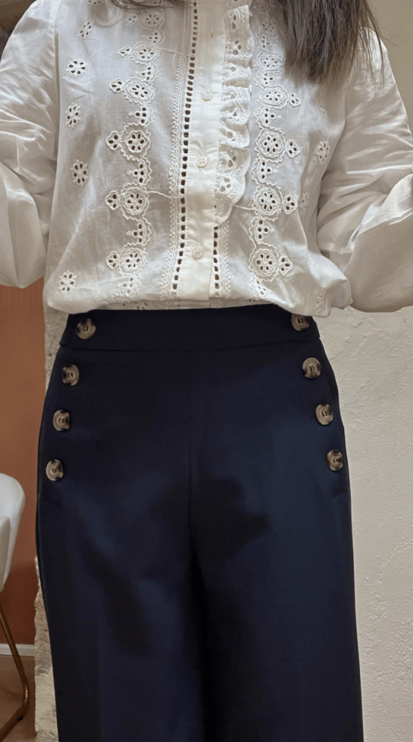 Pantalon Élégant avec Boutons LEON marine – Image 4