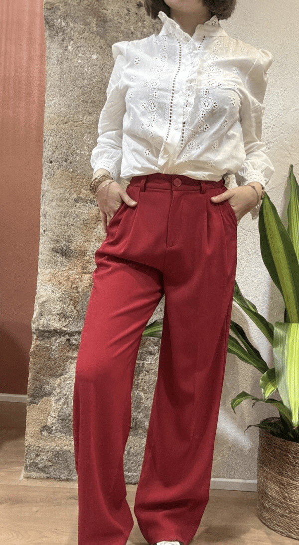 Pantalon à pinces LAZARE rouge – Image 2